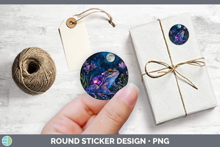 Farm Galaxy Bullfrog Stickers | Round Labels Designs