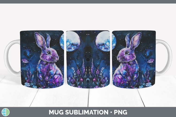 Farm Galaxy Bunny Mug Wrap Sublimation Coffee Cup Designs