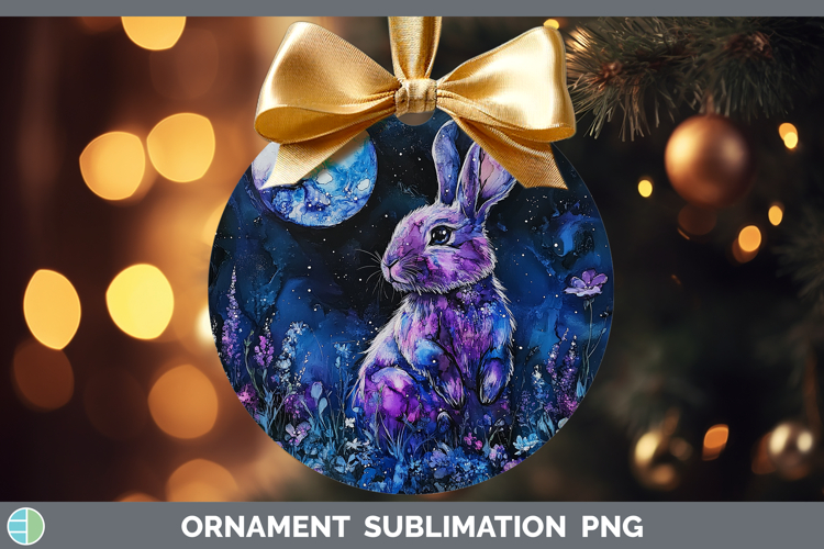 Farm Galaxy Bunny Ornament Sublimation Bauble Designs