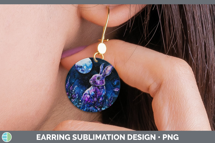 Farm Galaxy Bunny Round Earrings Sublimation Earrings Design