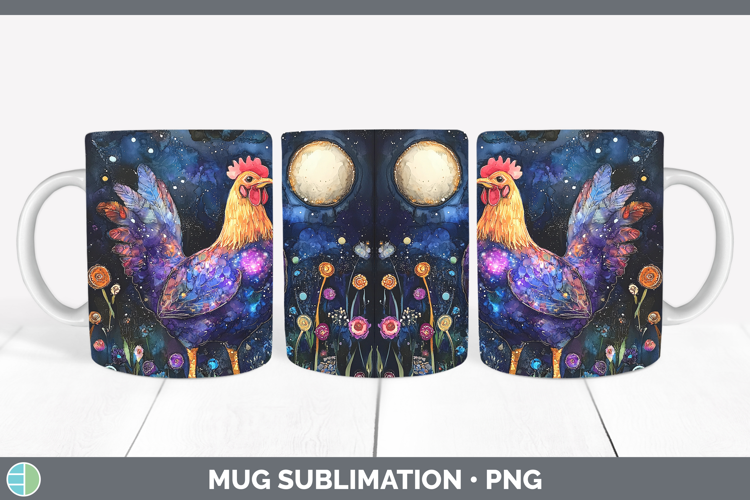 Farm Galaxy Chicken Mug Wrap Sublimation Coffee Cup Designs