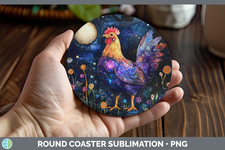 Farm Galaxy Chicken Round Coaster Sublimation Coaster Design
