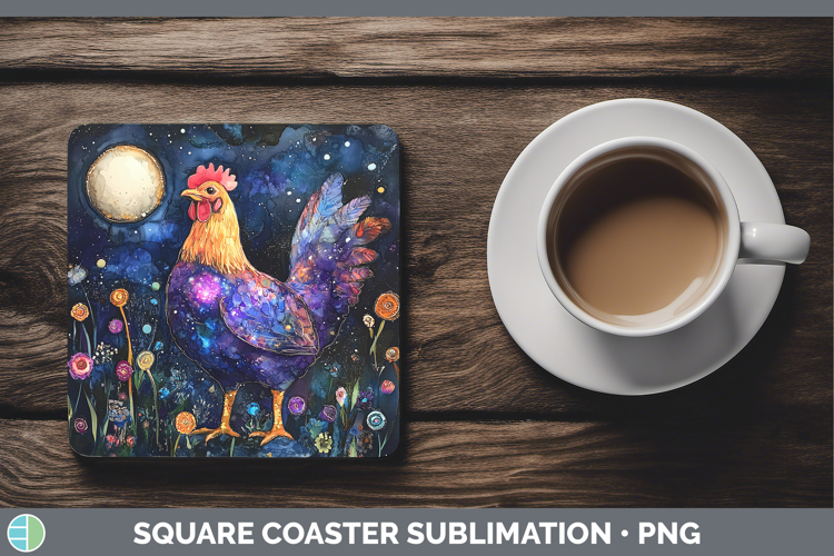 Farm Galaxy Chicken Square Coaster Sublimation Coaster Desig