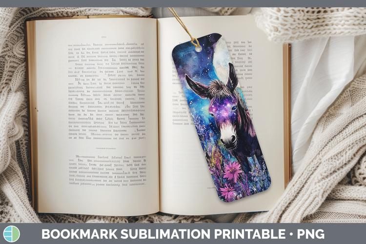 Farm Galaxy Donkey Bookmark Sublimation Printable Designs
