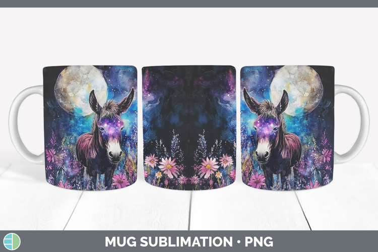 Farm Galaxy Donkey Mug Wrap Sublimation Coffee Cup Designs