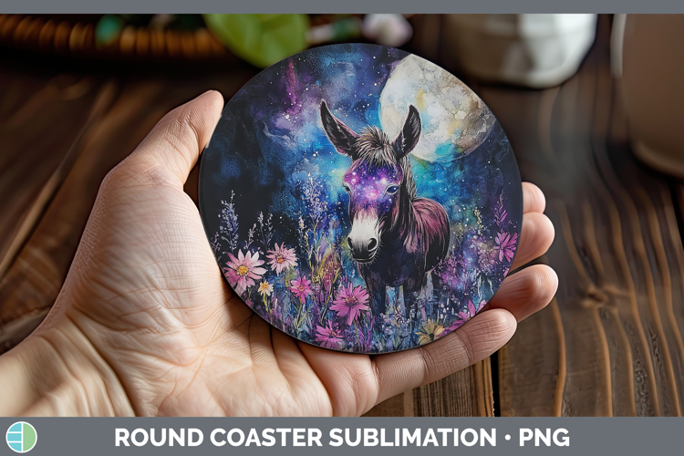 Farm Galaxy Donkey Round Coaster Sublimation Coaster Designs
