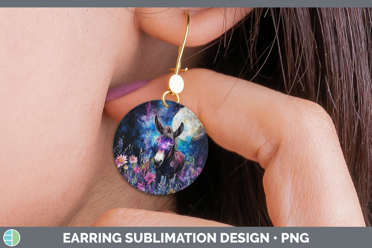 Farm Galaxy Donkey Round Earrings Sublimation Earrings Desig