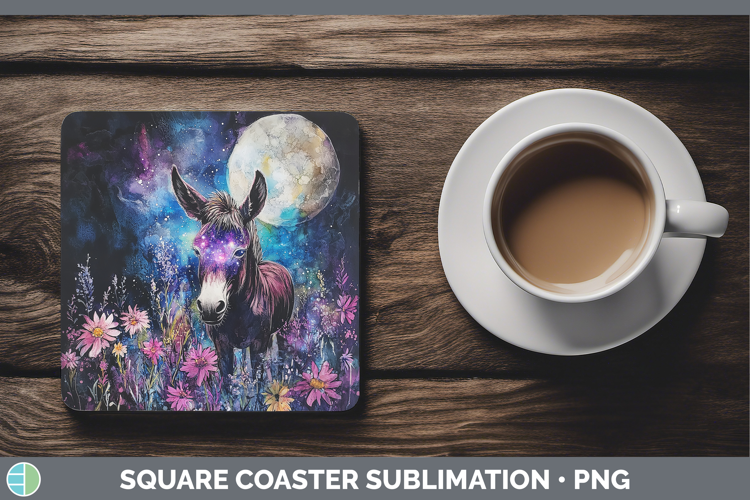 Farm Galaxy Donkey Square Coaster Sublimation Coaster Design