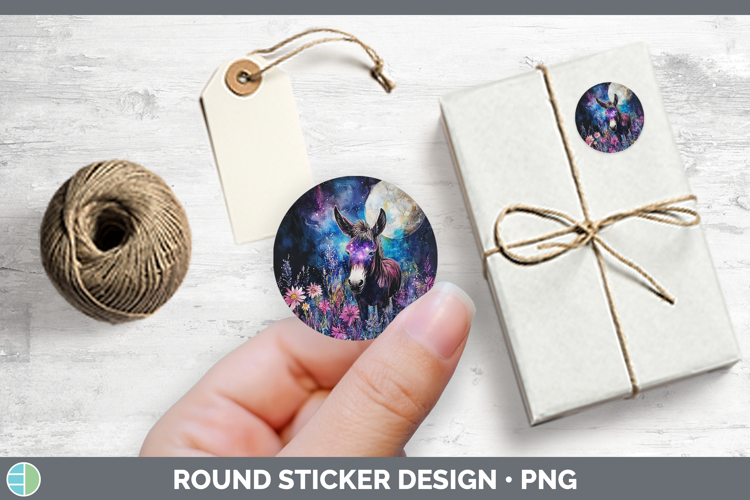 Farm Galaxy Donkey Stickers | Round Labels Designs