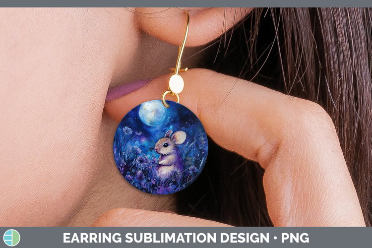 Farm Galaxy Mouse Round Earrings Sublimation Earrings Design
