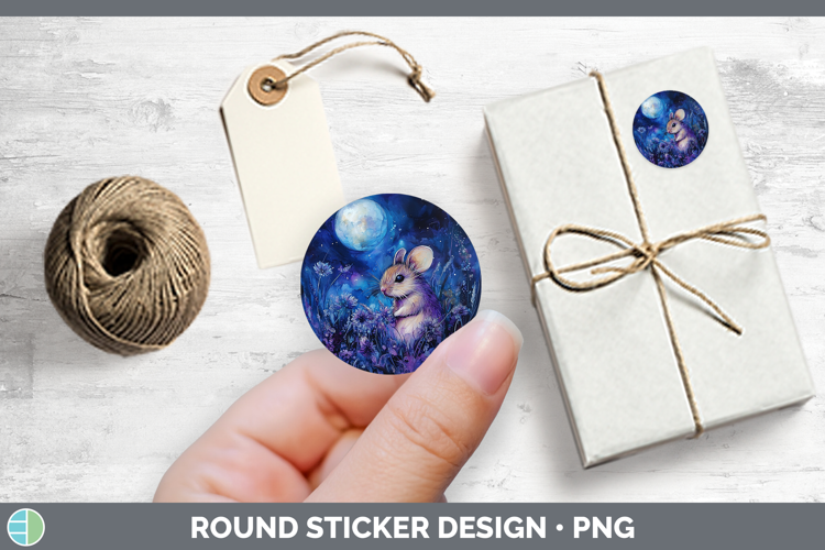 Farm Galaxy Mouse Stickers | Round Labels Designs