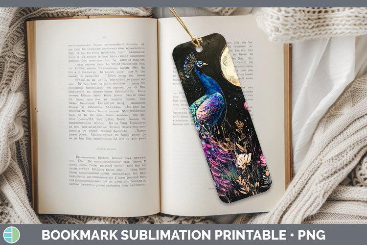 Farm Galaxy Peacock Bookmark Sublimation Printable Designs