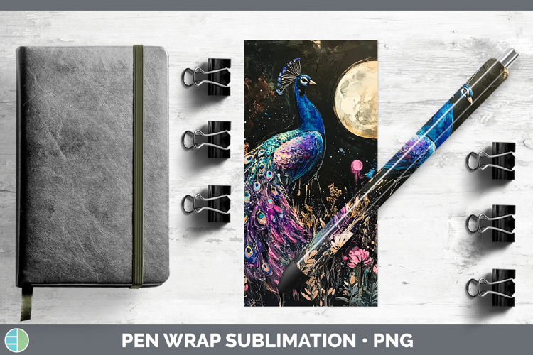 Farm Galaxy Peacock Pen Wrap Sublimation Pen Designs