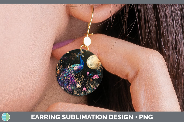 Farm Galaxy Peacock Round Earrings Sublimation Earrings Desi