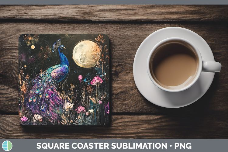 Farm Galaxy Peacock Square Coaster Sublimation Coaster Desig