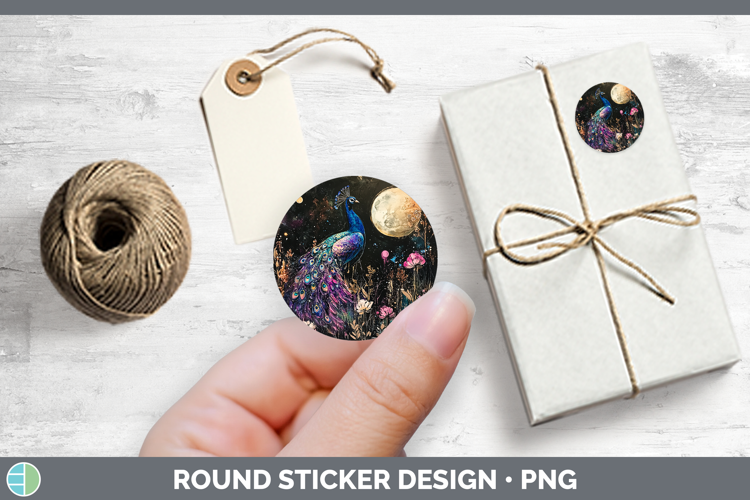 Farm Galaxy Peacock Stickers | Round Labels Designs