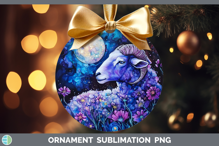 Farm Galaxy Sheep Ornament Sublimation Bauble Designs