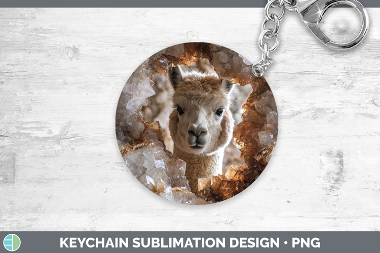 Farm Geode Alpaca Keychain Sublimation Keyring Designs