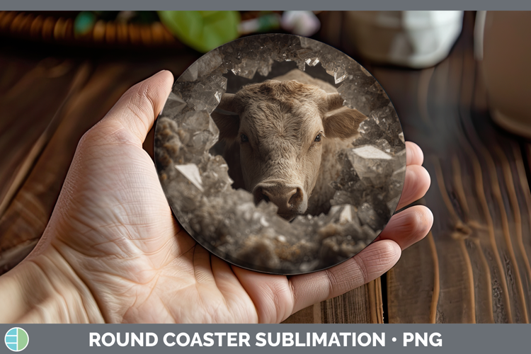 Farm Geode Bull Round Coaster Sublimation Coaster Designs