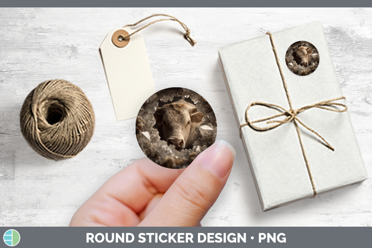 Farm Geode Bull Stickers | Round Labels Designs