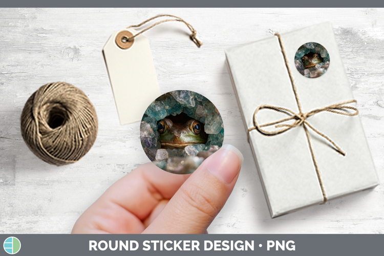 Farm Geode Bullfrog Stickers | Round Labels Designs