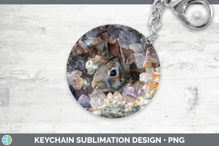 Farm Geode Bunny Keychain Sublimation Keyring Designs