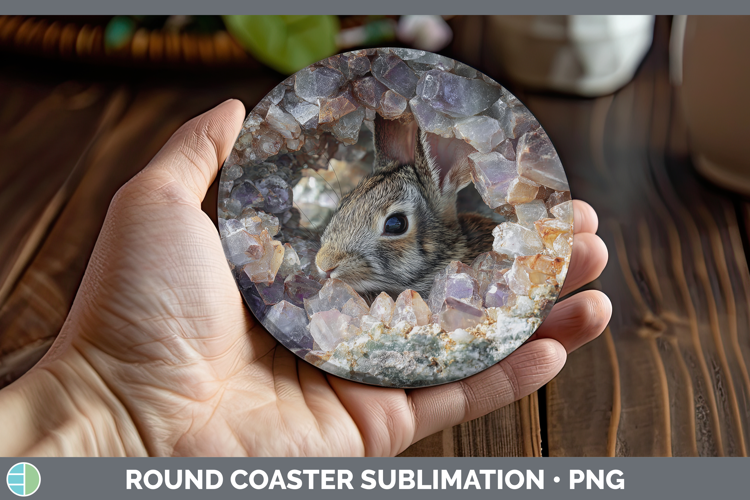 Farm Geode Bunny Round Coaster Sublimation Coaster Designs