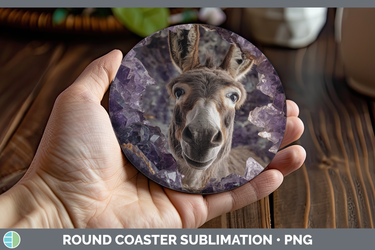 Farm Geode Donkey Round Coaster Sublimation Coaster Designs