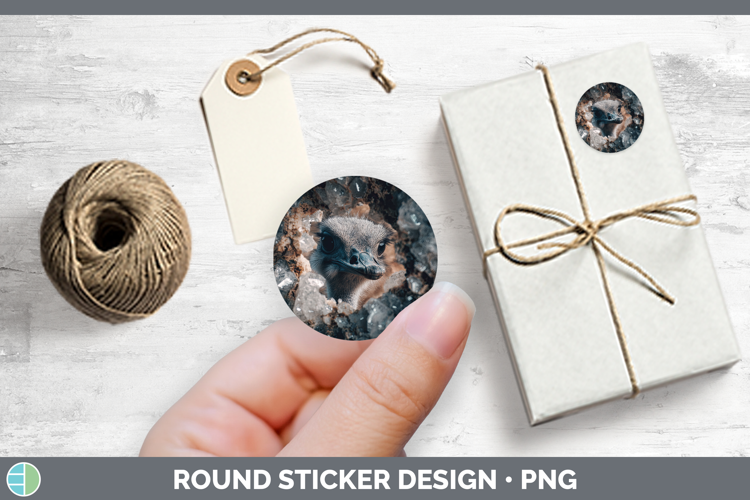 Farm Geode Ostrich Stickers | Round Labels Designs