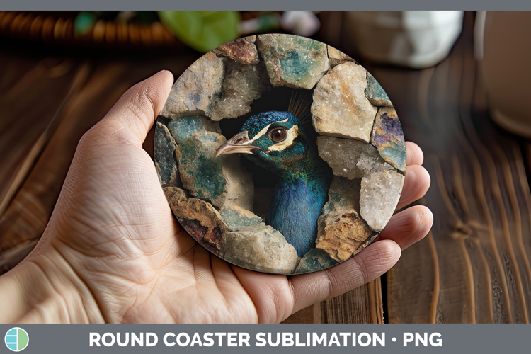 Farm Geode Peacock Round Coaster Sublimation Coaster Designs
