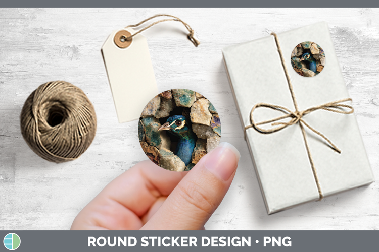 Farm Geode Peacock Stickers | Round Labels Designs