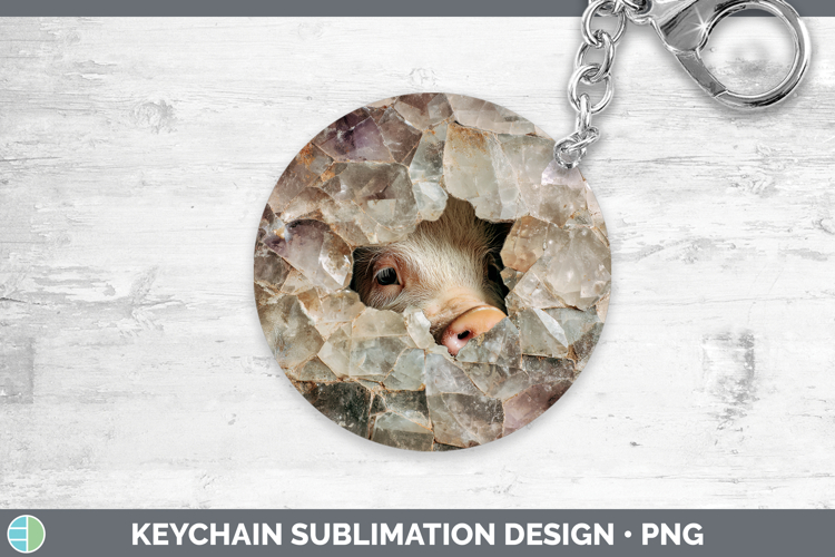Farm Geode Pig Keychain Sublimation Keyring Designs