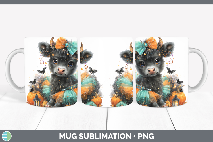 Farm Halloween Bull Mug Wrap Sublimation Coffee Cup Designs