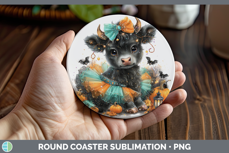 Farm Halloween Bull Round Coaster Sublimation Coaster Design