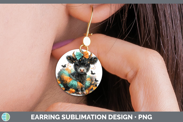 Farm Halloween Bull Round Earrings Sublimation Earrings Desi