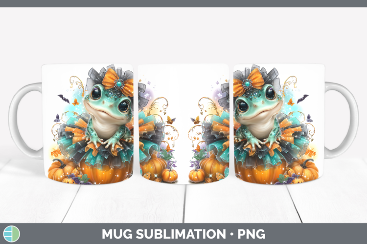 Farm Halloween Bullfrog Mug Wrap Sublimation Coffee Cup Desi