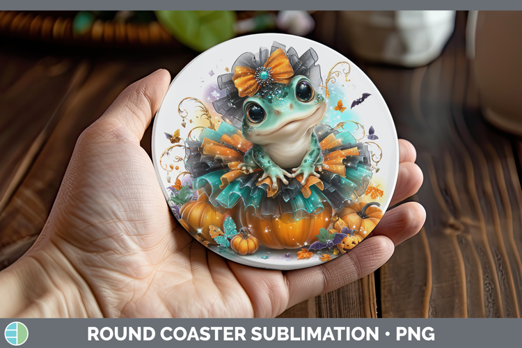 Farm Halloween Bullfrog Round Coaster Sublimation Coaster De