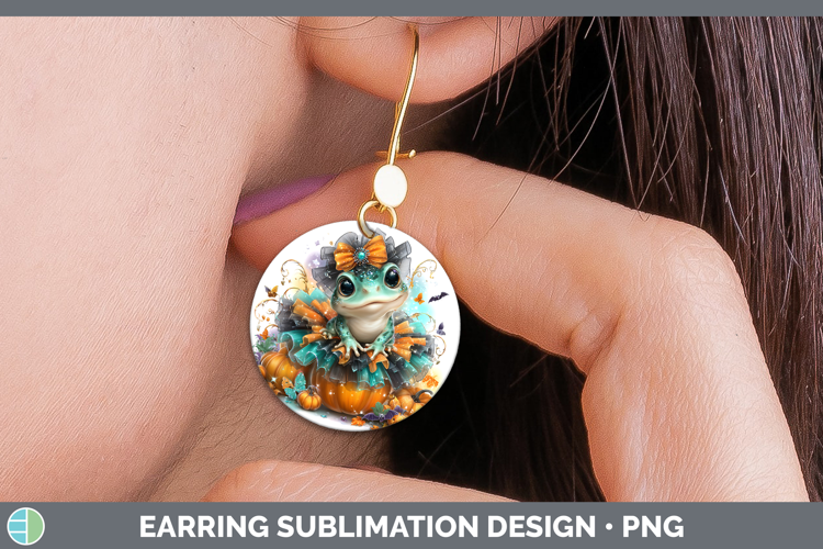 Farm Halloween Bullfrog Round Earrings Sublimation Earrings