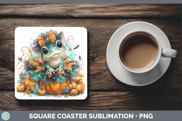 Farm Halloween Bullfrog Square Coaster Sublimation Coaster D