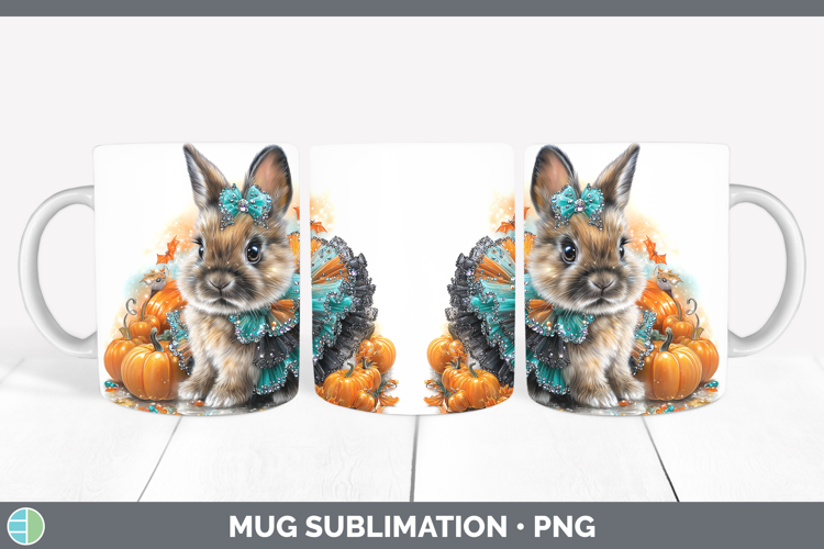 Farm Halloween Bunny Mug Wrap Sublimation Coffee Cup Designs