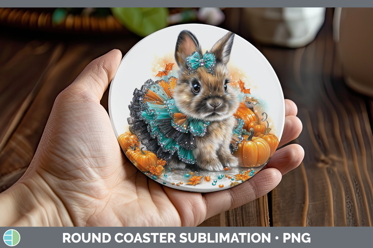 Farm Halloween Bunny Round Coaster Sublimation Coaster Desig