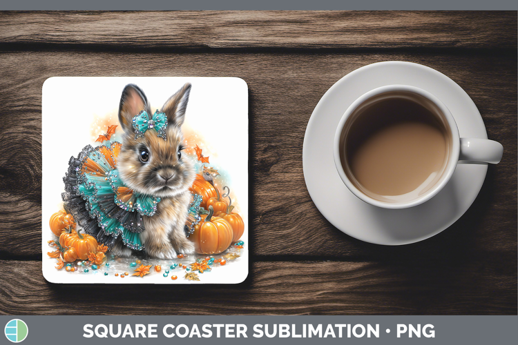 Farm Halloween Bunny Square Coaster Sublimation Coaster Desi
