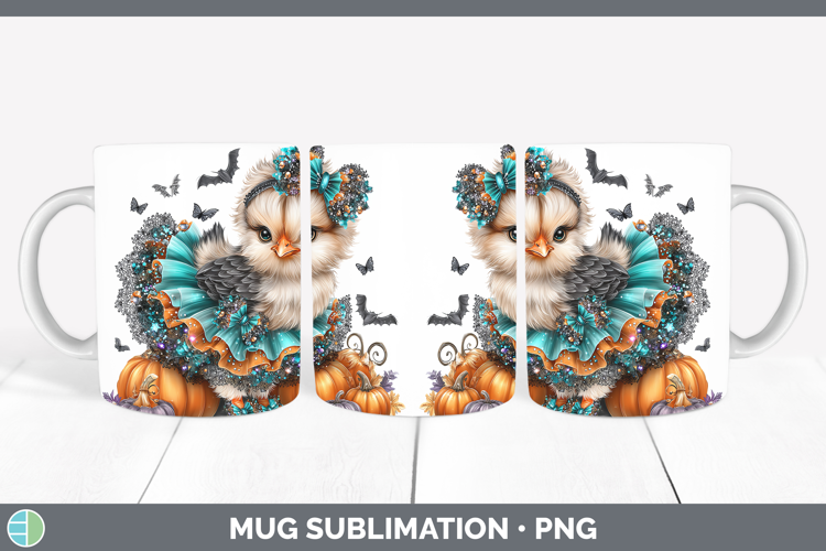 Farm Halloween Chicken Mug Wrap Sublimation Coffee Cup Desig