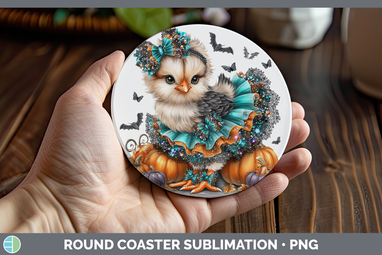Farm Halloween Chicken Round Coaster Sublimation Coaster Des