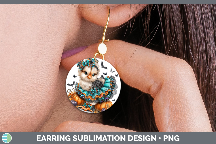 Farm Halloween Chicken Round Earrings Sublimation Earrings D