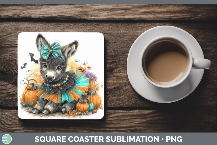 Farm Halloween Donkey Square Coaster Sublimation Coaster Des