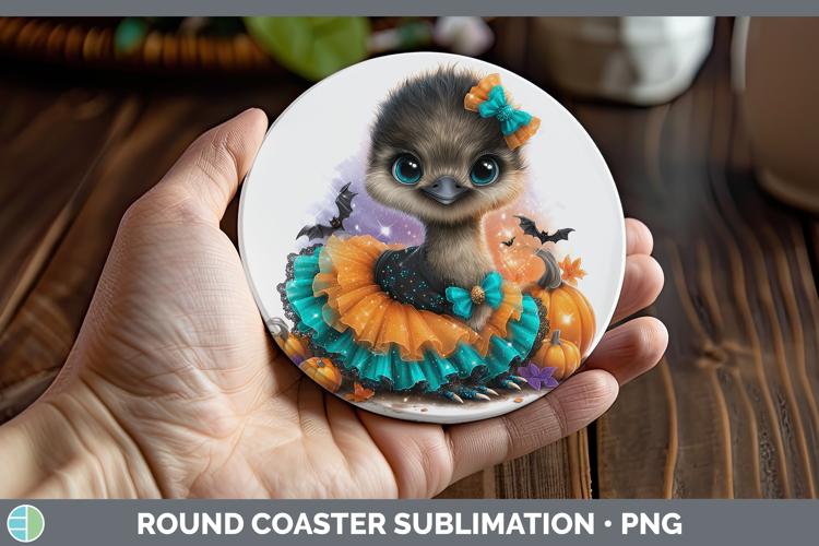 Farm Halloween Emu Round Coaster Sublimation Coaster Designs