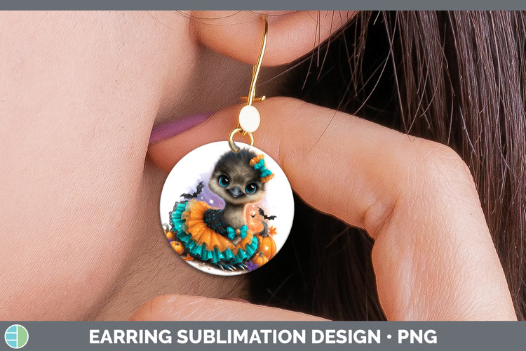 Farm Halloween Emu Round Earrings Sublimation Earrings Desig