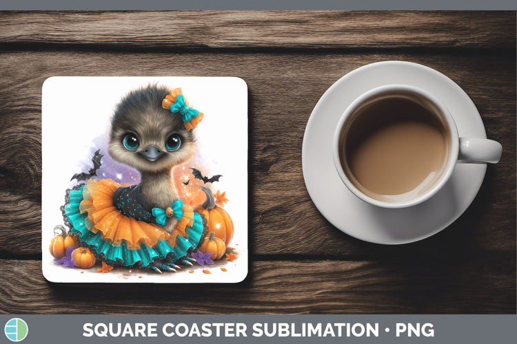 Farm Halloween Emu Square Coaster Sublimation Coaster Design