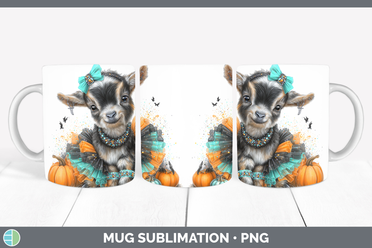 Farm Halloween Goat Mug Wrap Sublimation Coffee Cup Designs